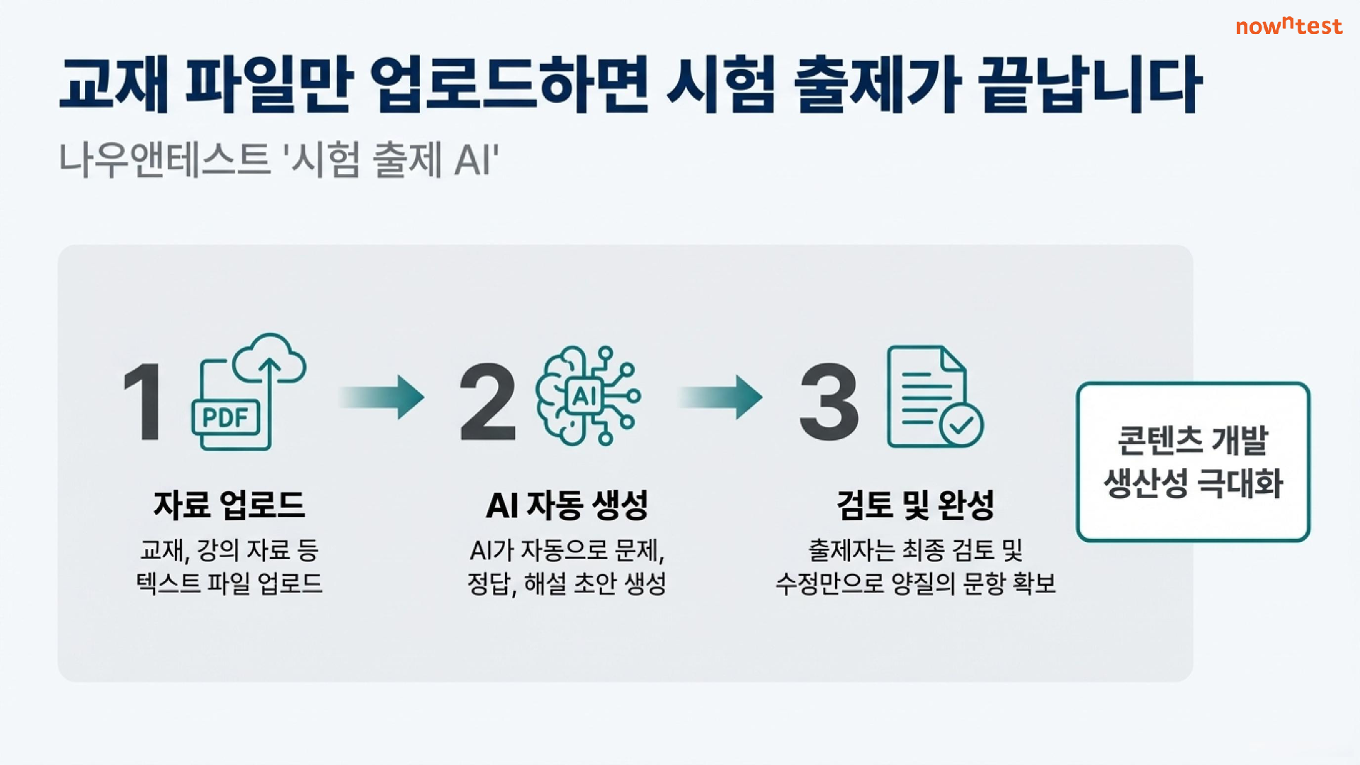 교재 파일만 업로드하면 시험 출제가 끝납니다